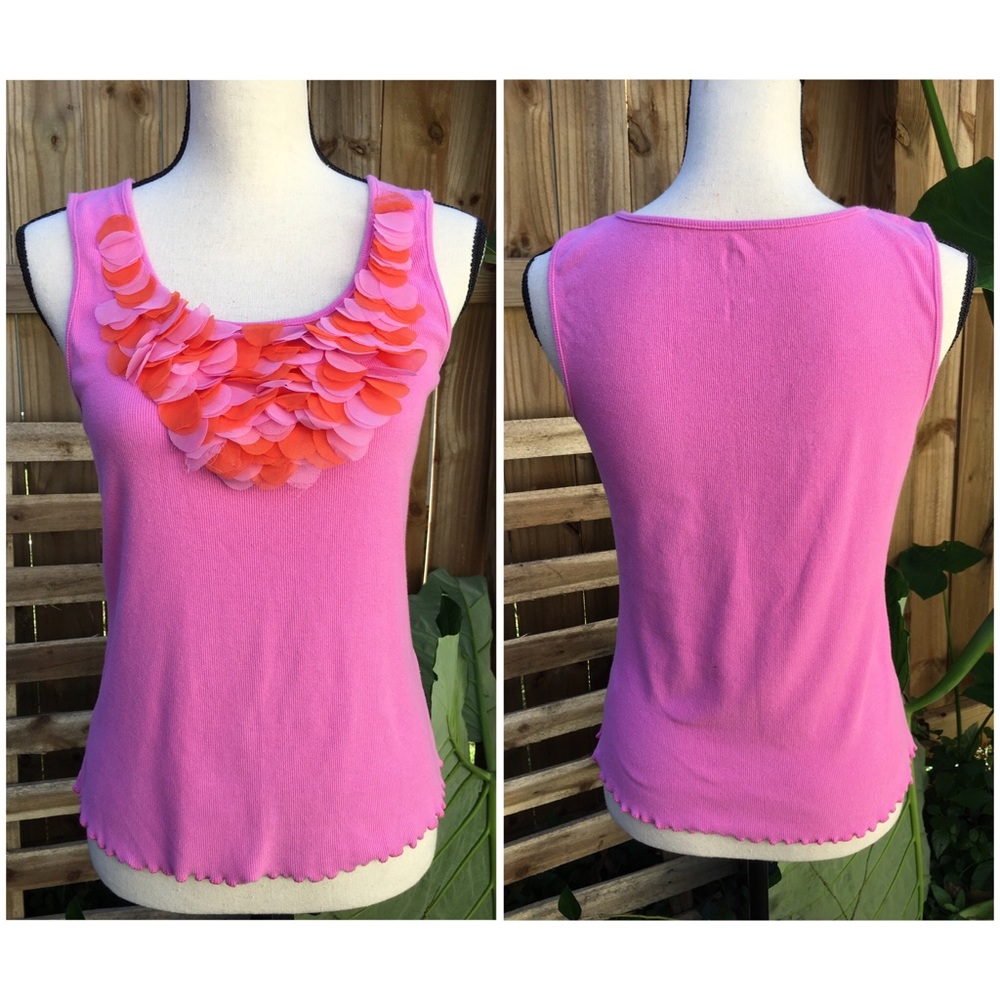 Ruby Road Pink Tank Top with Ruffle - Picture 3 of 5